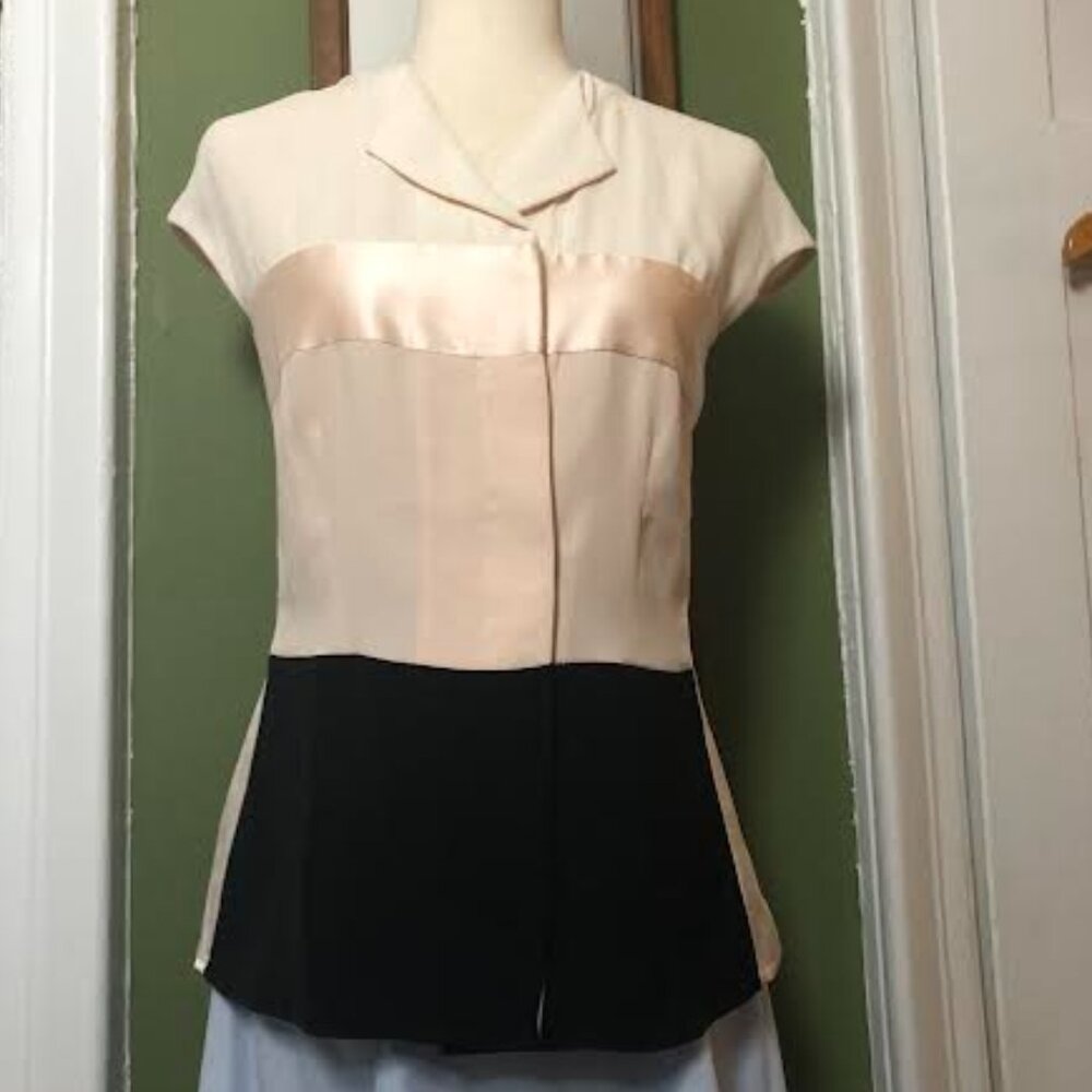 narciso rodriguez silk blouse size 44 cream pink black